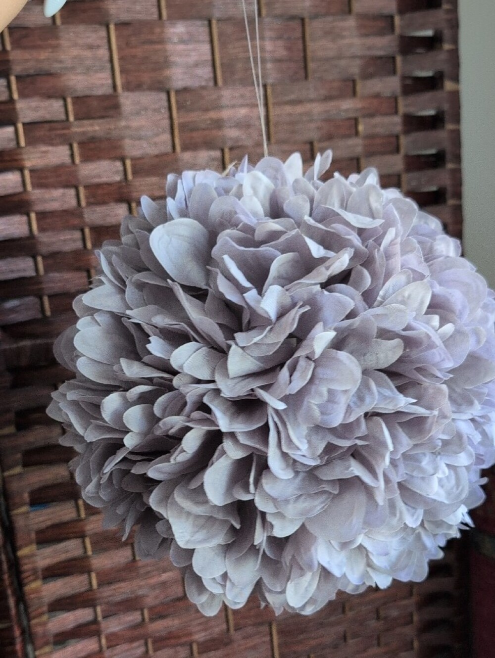 NWT Decorative Purple Gray Floral Pom Pom Hanging Accent - Picture 5 of 7
